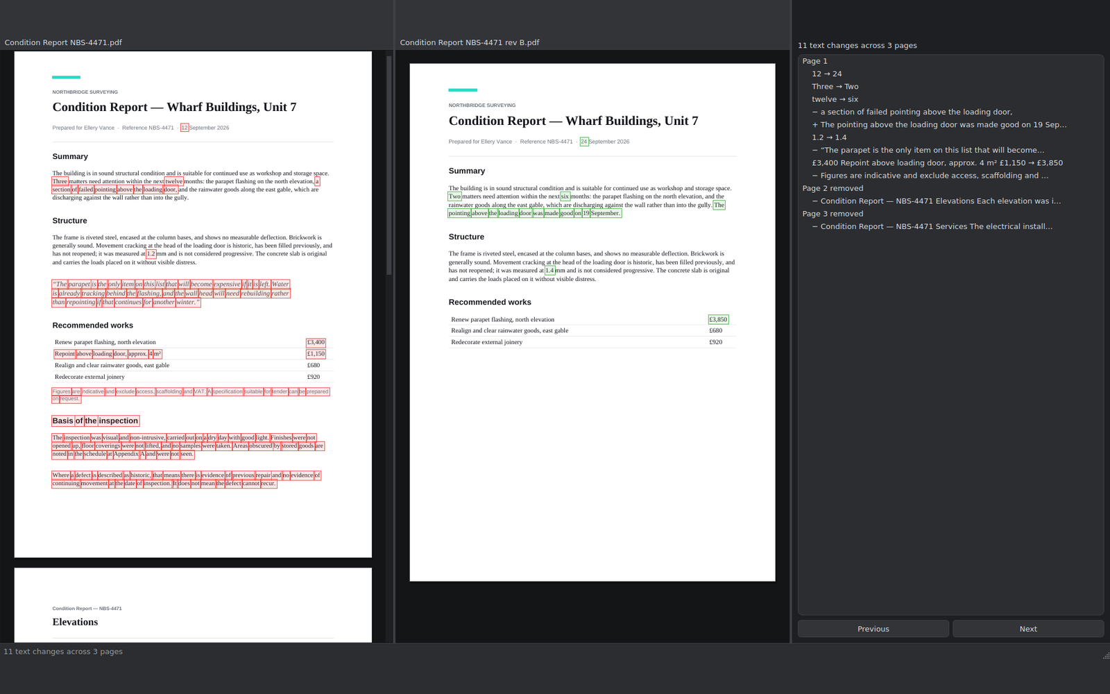 Compare a document (dark)